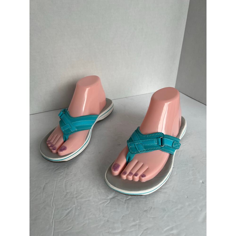 Clarks CLOUDSTEPPERS‎ Breeze Sea Slip On Adjustable Thong Flip Flop Sandals Sz 8